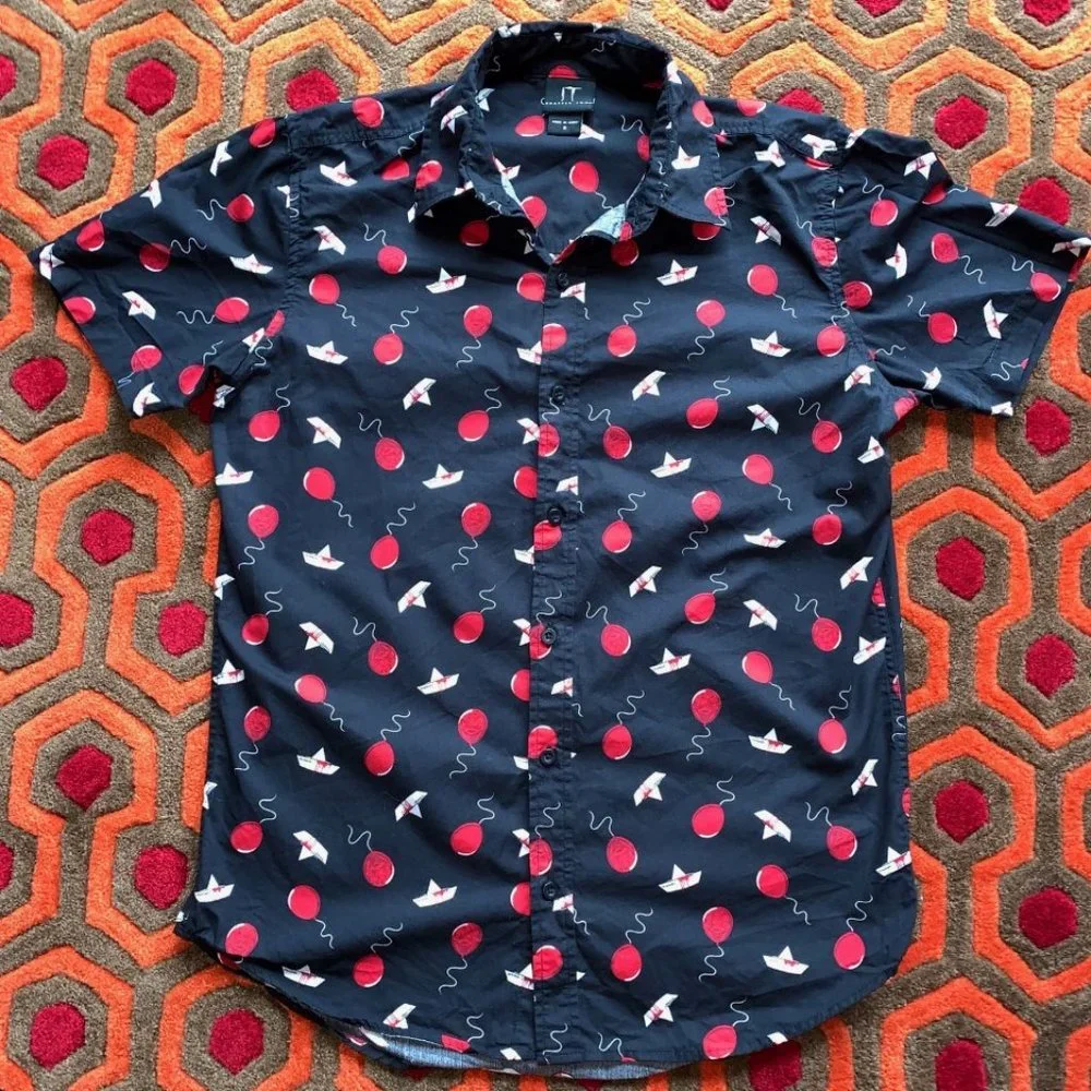IT Chapter Two II 2 Button Up Down Shirt Men's Small Pennywise the Clown float - Picture 2 of 5